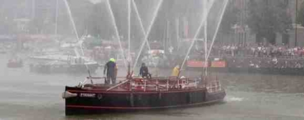 Pyronaut fire boat trips outside M Shed on Bristol Harbourside on 28 and 29 March 2015
